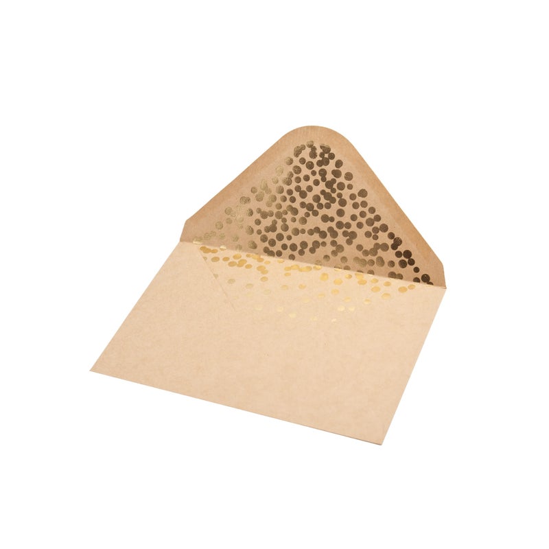 CHRIZ.Z A4 Kraft Envelopes - 50 Pack Pointed Flap Foil Confetti Greeting Card Envelopes 4.2" x 6.2" for Wedding, Invitation, Baby Shower, Birthday, Graduation, Christmas, NYE (Gold Foil Confetti) - Image 3